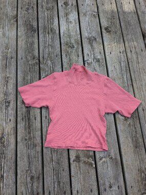 Big Bud Press Pink Mock Neck Cotton Women's Medium Top